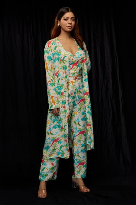 kriti bapna Cotton Floral Printed Jacket & Pant Set 