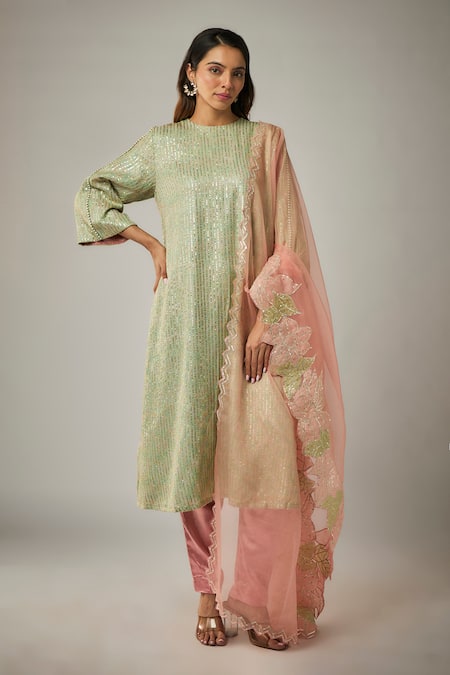 kriti bapna Sequin Embroidered Straight Kurta & Pant Set 