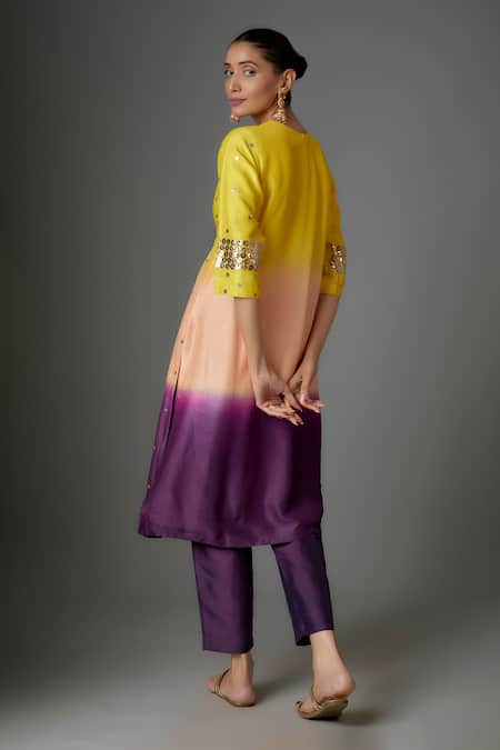 Kriti Bapna Ombre Tikki Embroidered Kurta Set 