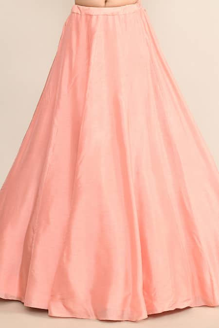 Buy_Kalighata_Peach Chanderi Cut Work, Sequins, Embroidery Plunge Neck Floral Anarkali Set _Online_at_Aza_Fashions