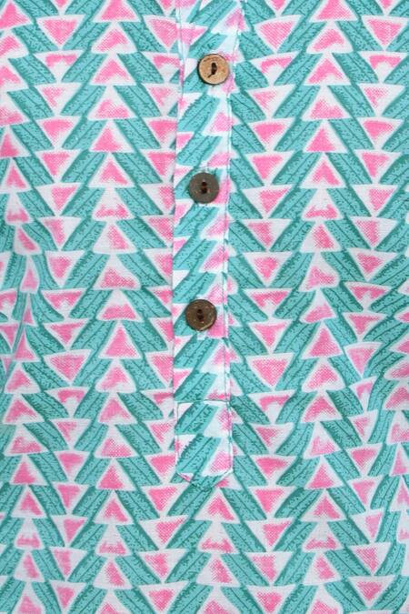 Buy_Petite Pomme_Green Cotton Abstract Printed Kurta And Pyjama Set _Online_at_Aza_Fashions