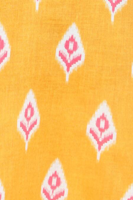 Buy_Petite Pomme_Yellow Cotton Ikat Print Kurta Set _Online_at_Aza_Fashions