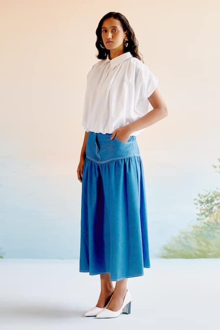 Echostudio White Collar Neck Top 