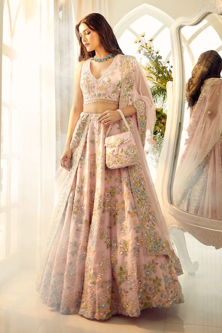 Aariyana Couture Garden Full Of Roses Embroidered Bridal Lehenga Set 