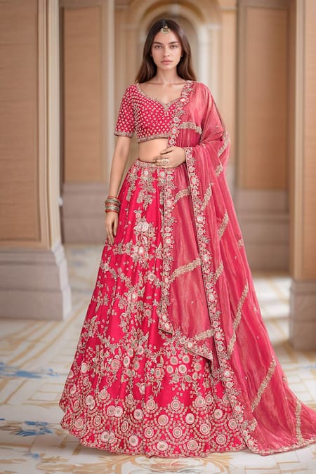 Kalighata Tania Floral Embroidered Bridal Lehenga Set 