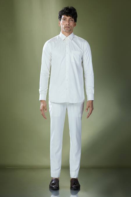 Buy Rng Safawala Green Cotton, Silk Embroidery Geometric Stitch Bundi And Shirt Set Buy_Rng Safawala_Green Cotton, Silk Embroidery Geometric Stitch Bundi And Shirt Set