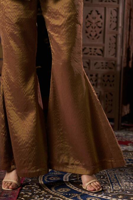 Buy 17:17 By Simmi Saboo Brown Shimmer Embroidery Notched Lapel Cuff Blazer And Pant Set Buy_17:17 By Simmi Saboo_Brown Shimmer Embroidery Notched Lapel Cuff Blazer And Pant Set