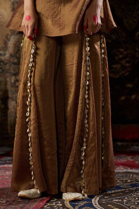 Buy 17:17 By Simmi Saboo Brown Shimmer Embellished Round Shell Peplum Kurta Set Online at Aza Fashions Buy_17:17 By Simmi Saboo_Brown Shimmer Embellished Round Shell Peplum Kurta Set _Online_at_Aza_Fashions