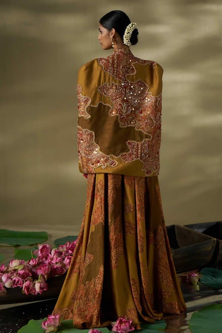 17:17 By Simmi Saboo Gold Embellished Jumpsuit & Jacket Set 