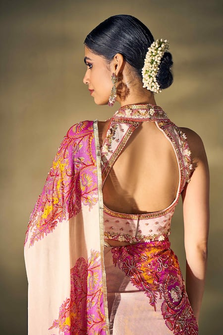 17:17 By Simmi Saboo Floral Printed Embellished Saree Set 