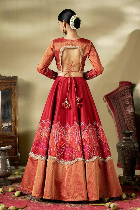 17:17 By Simmi Saboo Embroidered Gota Lehenga Set 