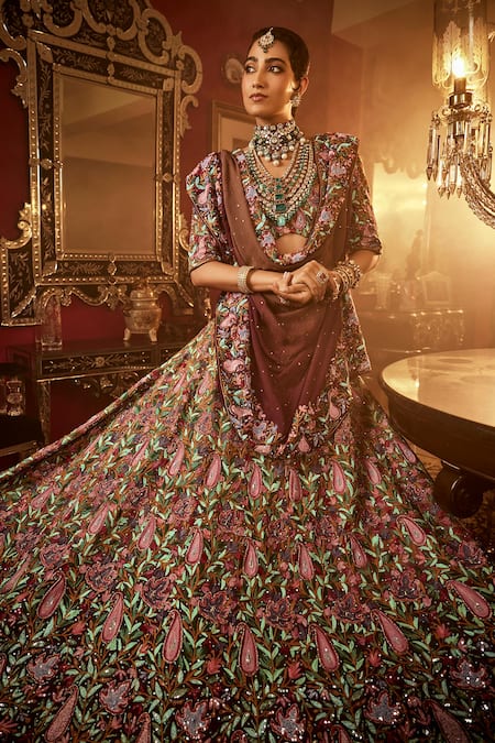 Angad Creations Paisley Embroidered Bridal Lehenga Set 