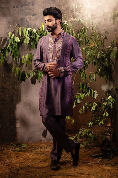 Angad Creations Amethyst Royalty Embroidered Kurta With Pant 