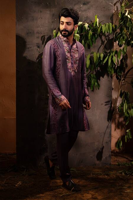 Angad Creations Purple Mohair Embroidery Monga Cotton Kurta Set Online at Aza Fashions Angad Creations_Purple Mohair Embroidery Monga Cotton Kurta Set _Online_at_Aza_Fashions