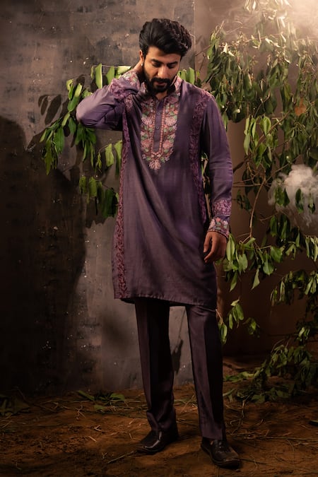 Buy Angad Creations Purple Mohair Embroidery Monga Cotton Kurta Set Online at Aza Fashions Buy_Angad Creations_Purple Mohair Embroidery Monga Cotton Kurta Set _Online_at_Aza_Fashions