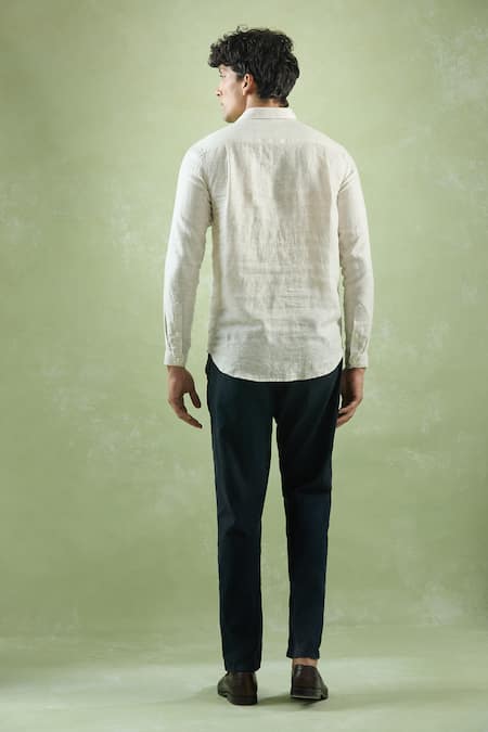 Aryavir Malhotra Beige Stripe Textured Shirt 