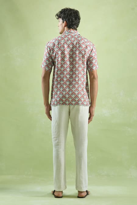 Aryavir Malhotra Abstract Mosaic Print Casual Shirt 