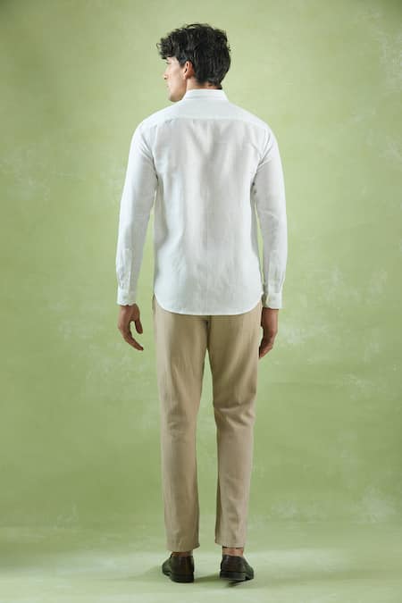 Aryavir Malhotra White Plain Full Sleeve Shirt 