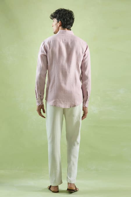 Shop_Arihant Rai Sinha_Purple Linen Plain Full Sleeve Shirt _at_Aza_Fashions