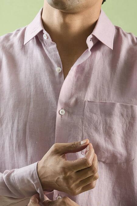 Arihant Rai Sinha_Purple Linen Plain Full Sleeve Shirt _at_Aza_Fashions