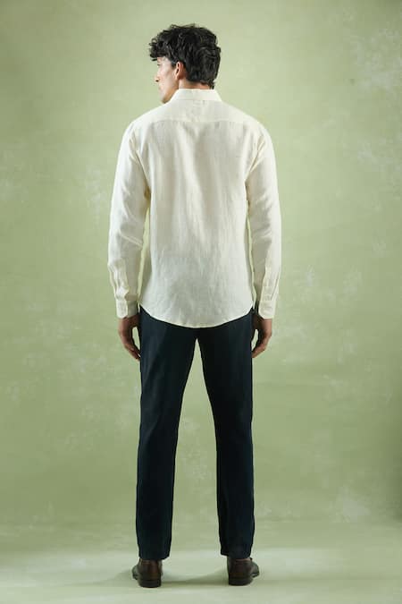 Shop Aryavir Malhotra Yellow Linen Lemon Plain Full Sleeve Shirt at Aza Fashions Shop_Aryavir Malhotra_Yellow Linen Lemon Plain Full Sleeve Shirt _at_Aza_Fashions