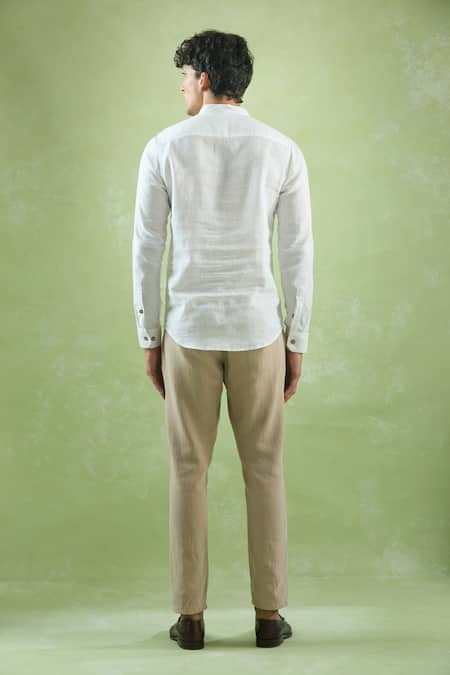 Arihant Rai Sinha White Plain Full Sleeve Short Kurta 