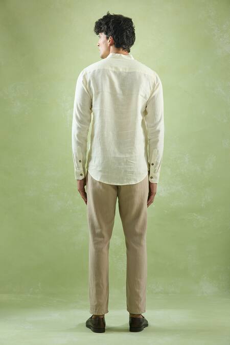 Arihant Rai Sinha Yellow Plain Full Sleeve Short Kurta 