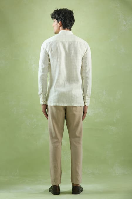 Aryavir Malhotra Cream Checkered Full Sleeve Shirt 