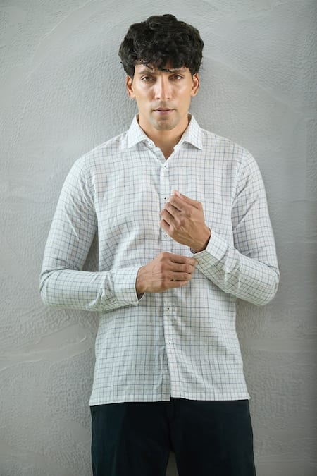 Arihant Rai Sinha Checkered Pattern Collared Shirt 