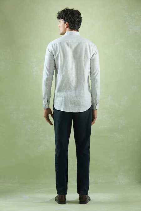 Aryavir Malhotra Geometric Stripe Linen Shirt 