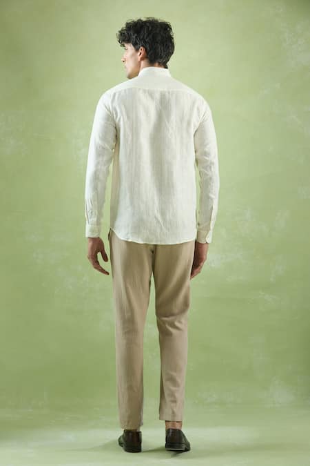 Aryavir Malhotra Mandarin Collar Stripe Shirt 