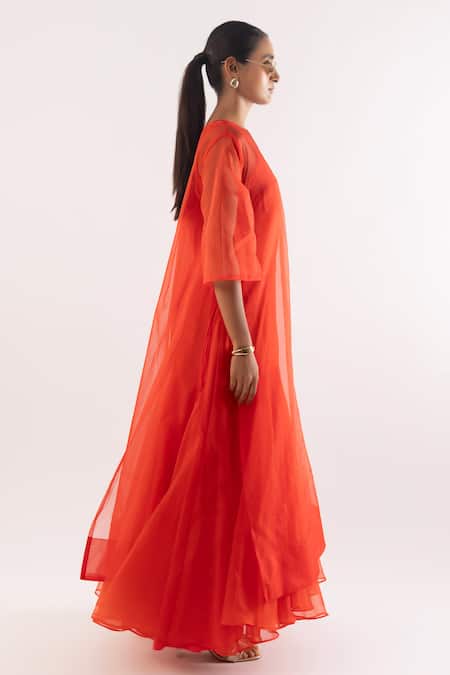 Kriti Bapna Sheer Orange Kurta Dress Set 