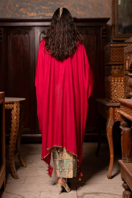 Pooja-Keyur Aari Embroidered Cowl Kaftan & Palazzo 