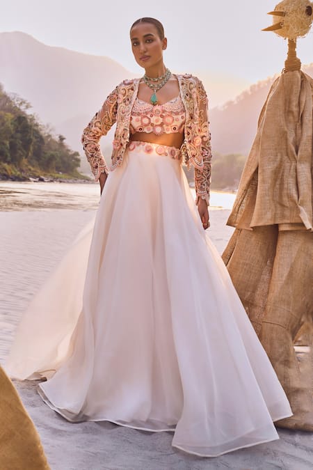 Ridhima Bhasin Eden 3D Floret Embroidered Jacket & Lehenga Set 