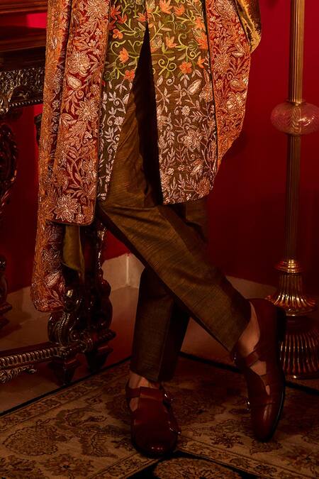 Buy Angad Creations Green Silk, Velvet Embroidery Maharaja Bagh Tilla Sherwani Set Online at Aza Fashions Buy_Angad Creations_Green Silk, Velvet Embroidery Maharaja Bagh Tilla Sherwani Set _Online_at_Aza_Fashions