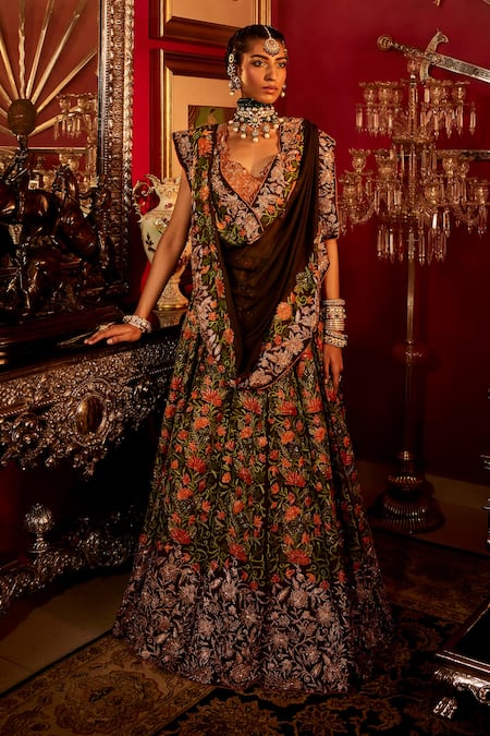 Angad Creations Maharani Resham Bagh Aari Embroidered Bridal Lehenga Set 