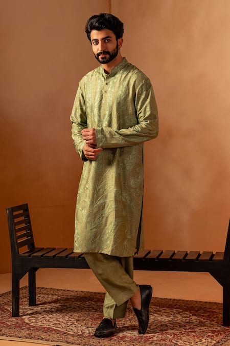 Angad Creations Dunes Bloom Paisley Embroidered Kurta With Pant 