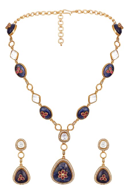 HRISHA Floral Drop Necklace & Earring Set 