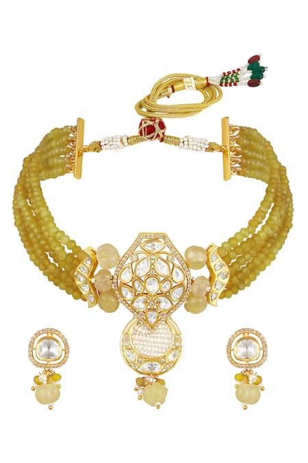 Hrisha Zircon Moissanite Kundan Polki Choker Set 