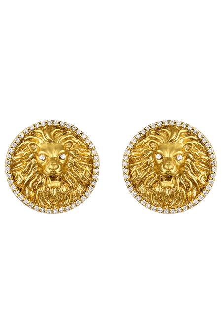 HRISHA_Multi Color Diamonds, Stones Kundan Polki Lion Motif Necklace Set_Online_at_Aza_Fashions