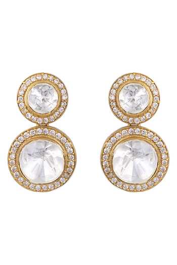 HRISHA_Multi Color Zari, Diamonds Floral Moissanite Kundan Necklace Set_Online_at_Aza_Fashions