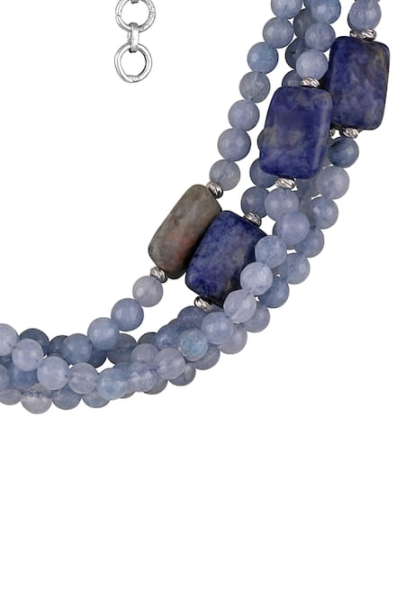 HRISHA_Blue Multi Layered Agate Necklace _Online_at_Aza_Fashions