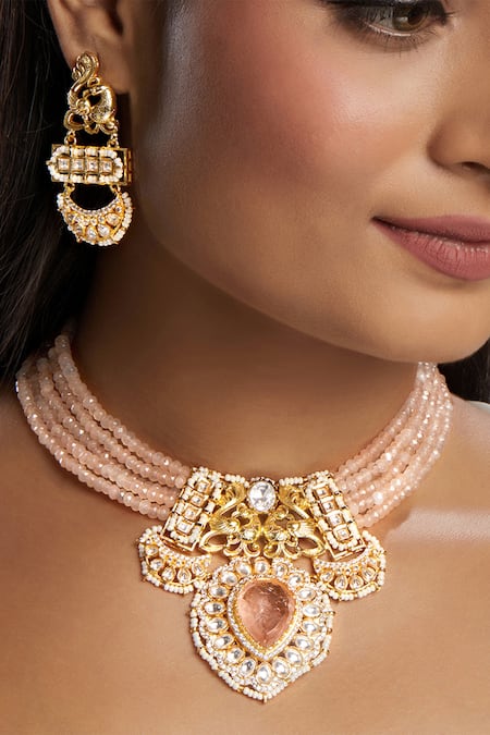 Hrisha Jewels Mor Bahar Embellished Necklace Set 