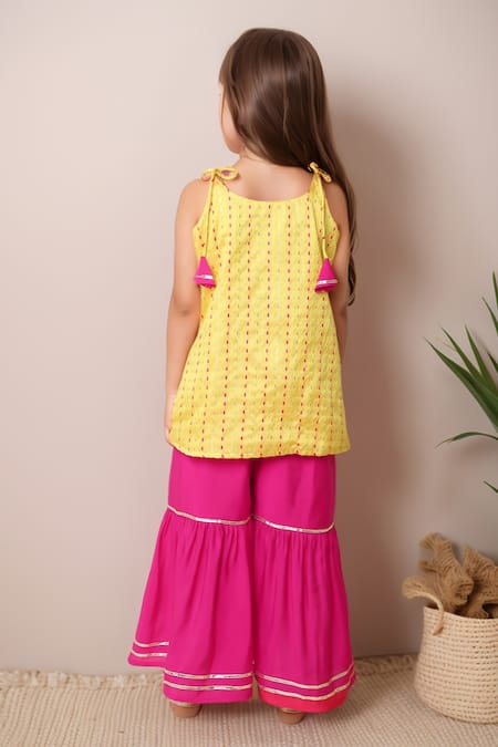 Petite Pomme Strip Print Kurta With Sharara 