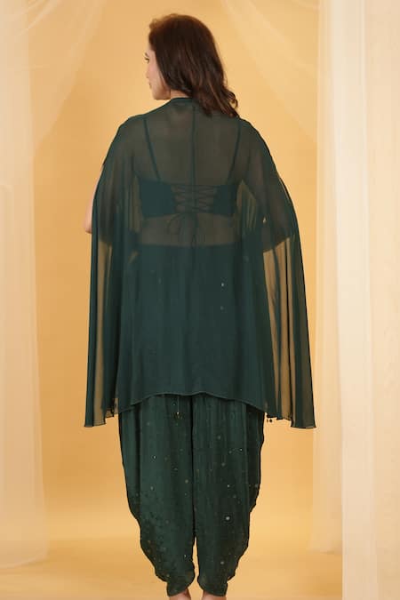 Shop Archana Kochhar Green Organza, Silk Sequins, The Forest Embellished Jacket And Dhoti Pant Set Online at Aza Fashions Shop_Archana Kochhar_Green Organza, Silk Sequins, The Forest Embellished Jacket And Dhoti Pant Set _Online_at_Aza_Fashions