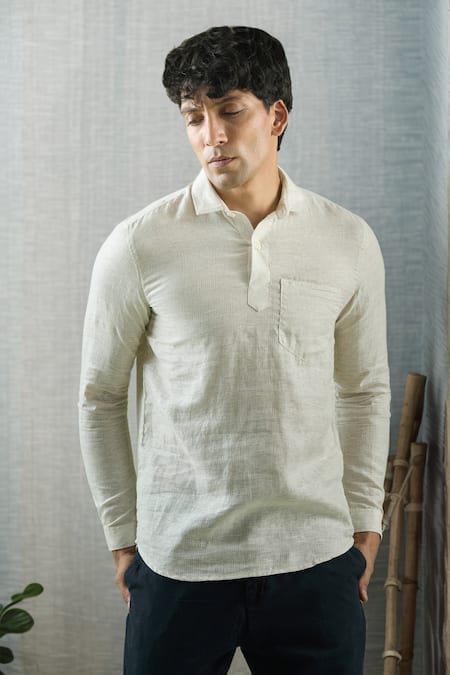 Arihant Rai Sinha Beige Stripe Textured Shirt 