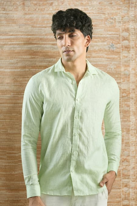 Arihant Rai Sinha Stripe Pattern Green Shirt 