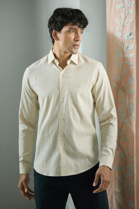 Arihant Rai Sinha Collared Plain Full Sleeve Shirt 