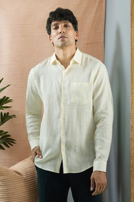 Arihant Rai Sinha Plain Collared Full Sleeve Shirt 