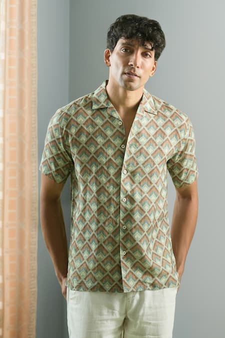 Arihant Rai Sinha Verdant Mosaic Print Shirt 